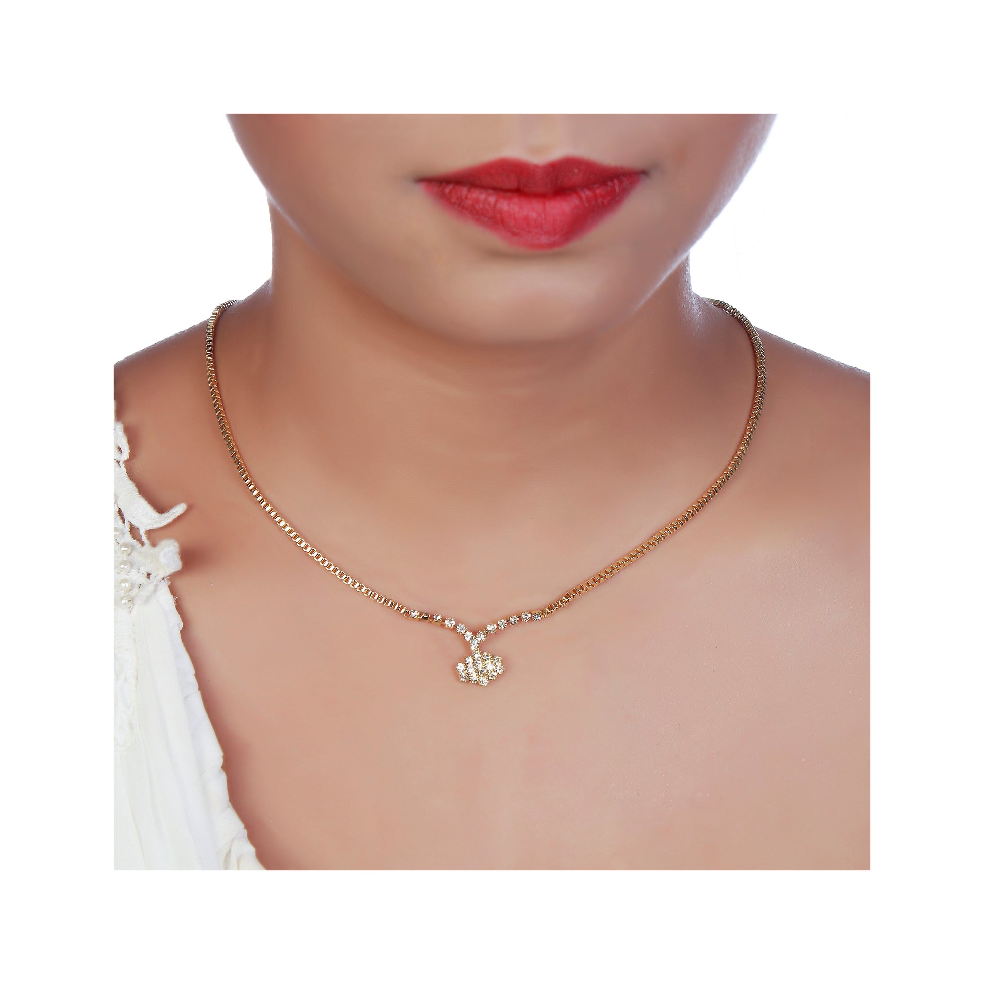 The99Jewel Gold Plated Stone Necklaces Set with Bracelet