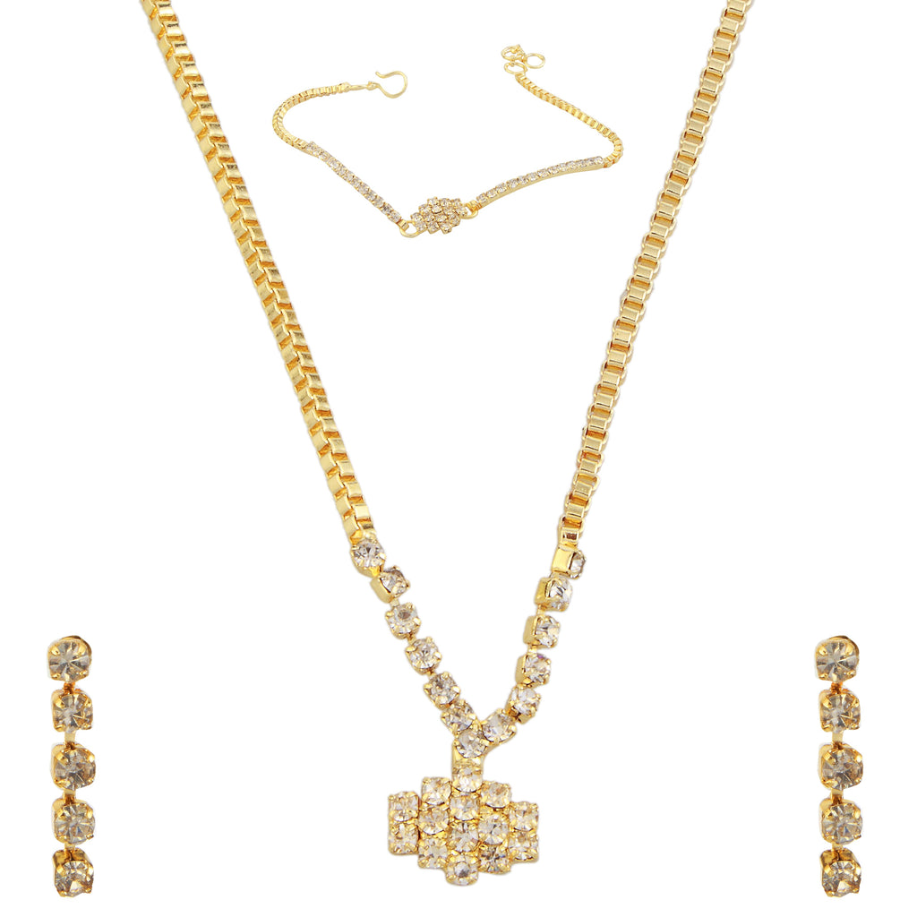 The99Jewel Gold Plated Stone Necklaces Set with Bracelet