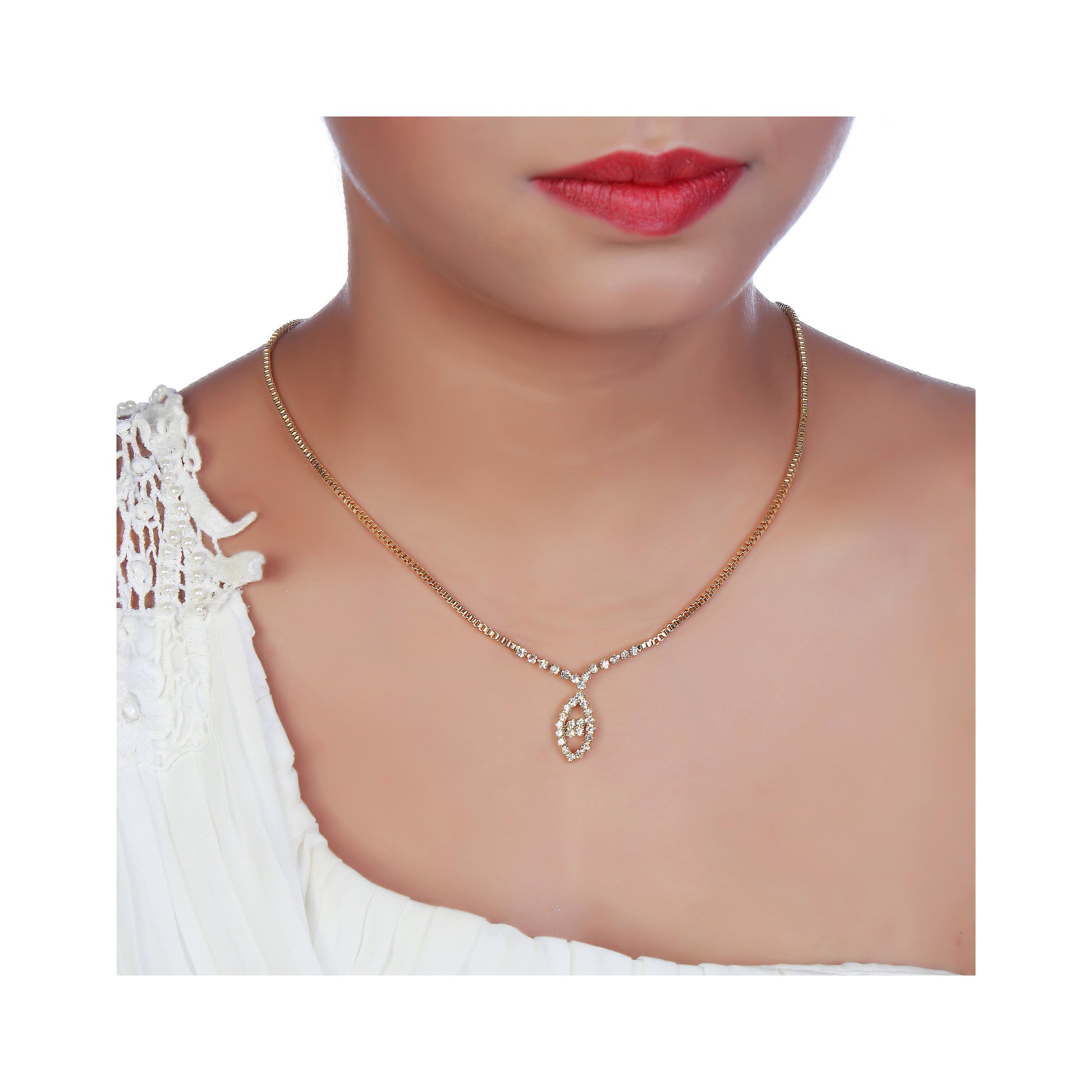 The99Jewel Gold Plated Necklace Set With Bracelet