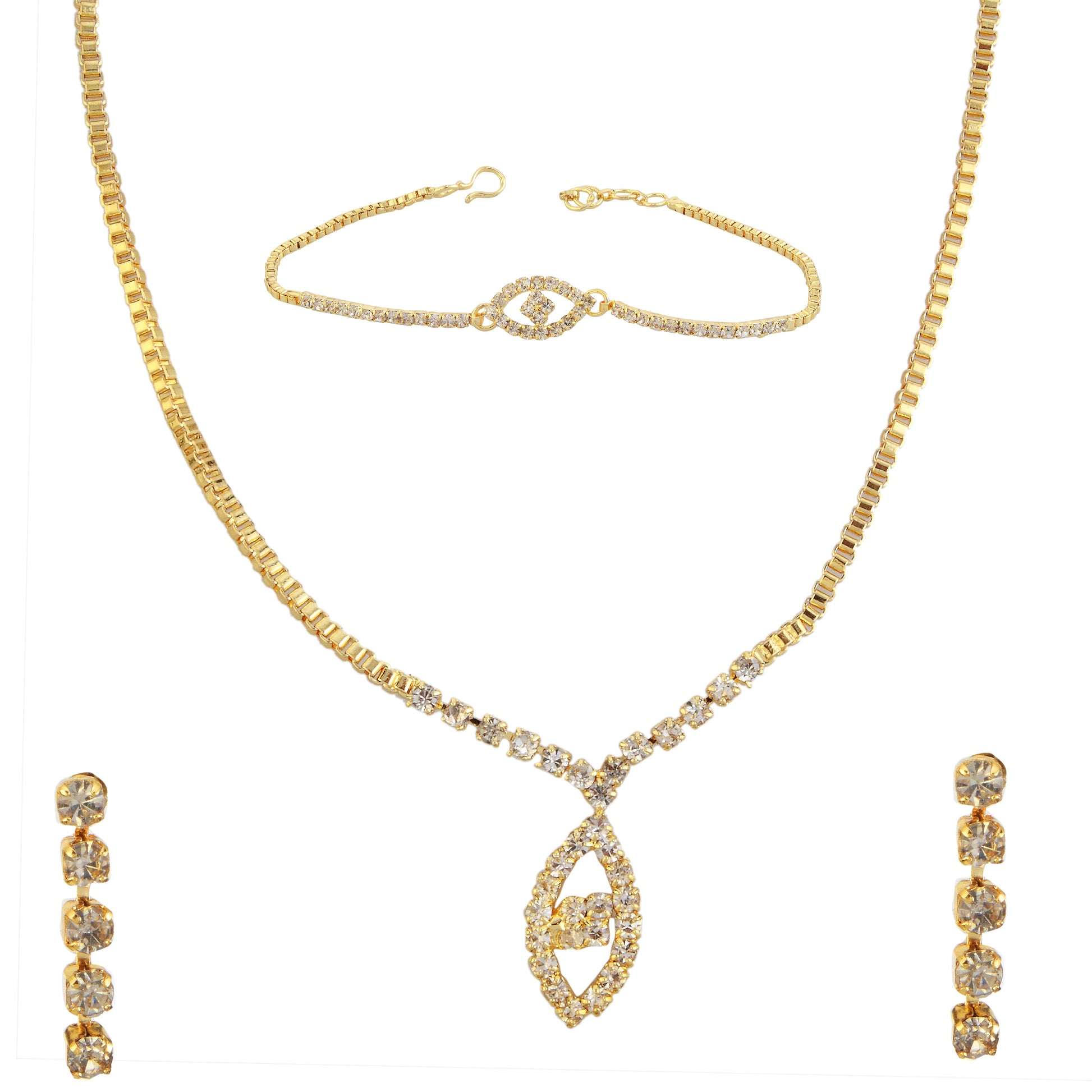 The99Jewel Gold Plated Necklace Set With Bracelet
