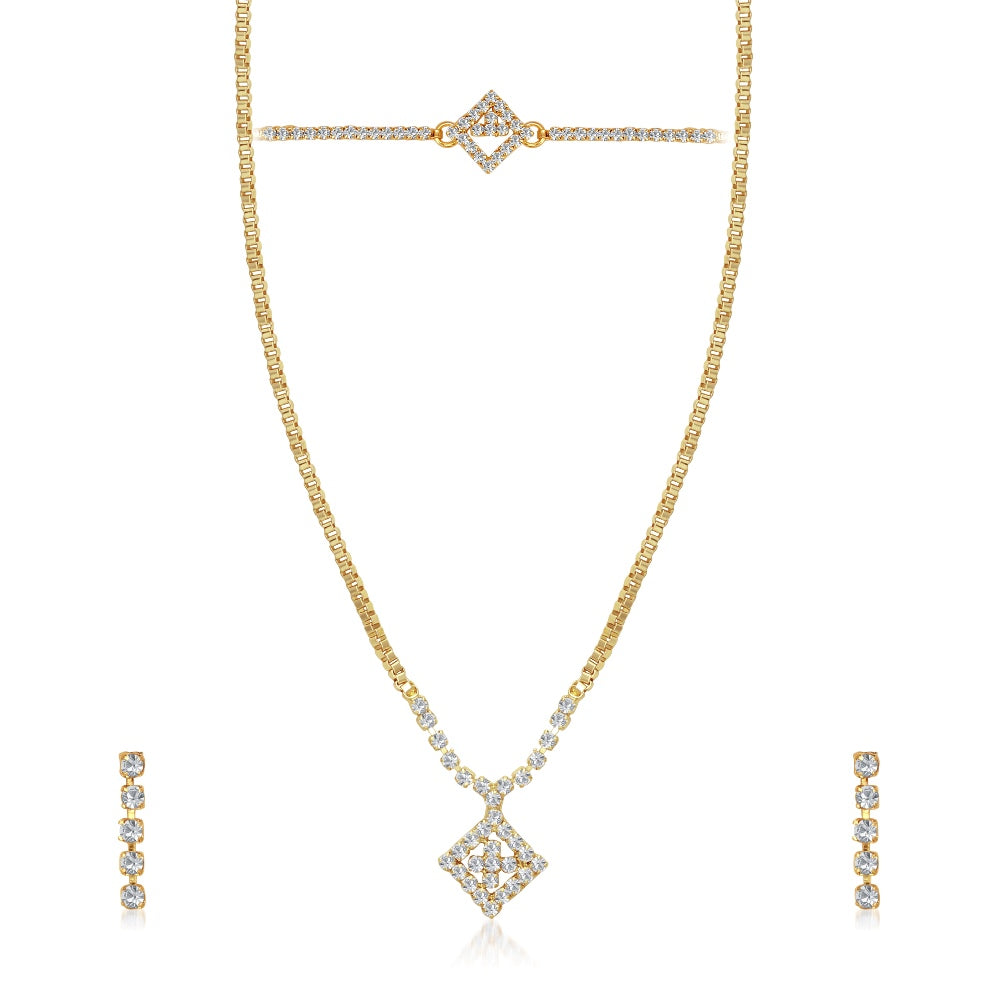 The99Jewel Stone Gold Plated Necklaces Set With Bracelet