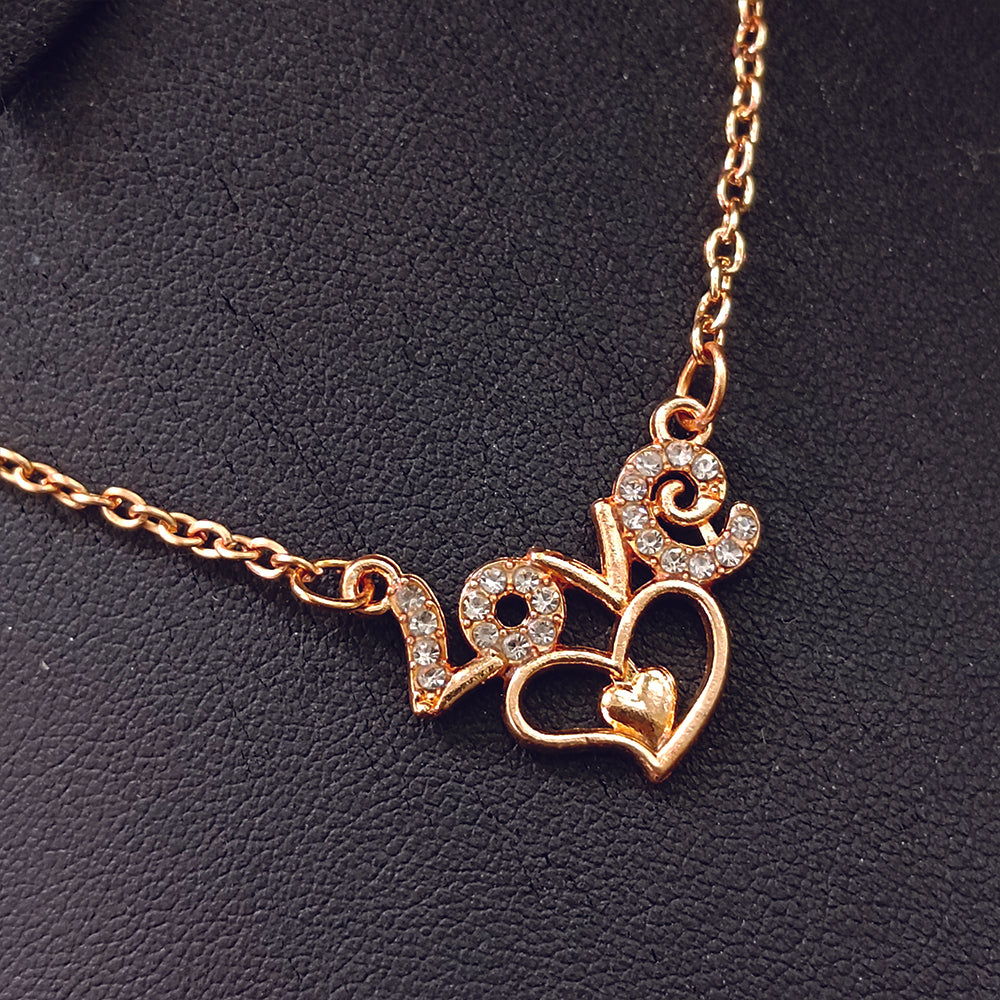 The99Jewel Rose Gold Plated Heart Love  Chain Pendant