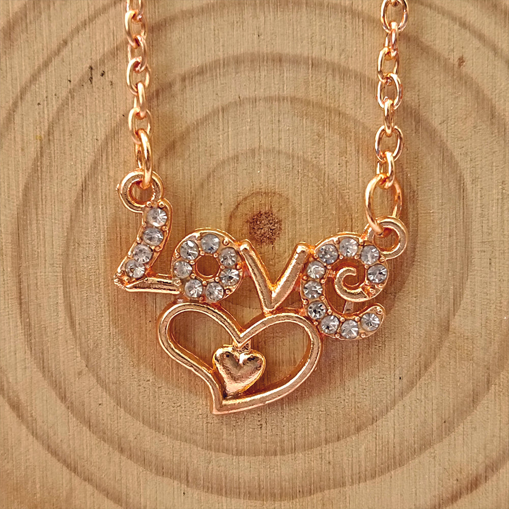 The99Jewel Rose Gold Plated Heart Love  Chain Pendant