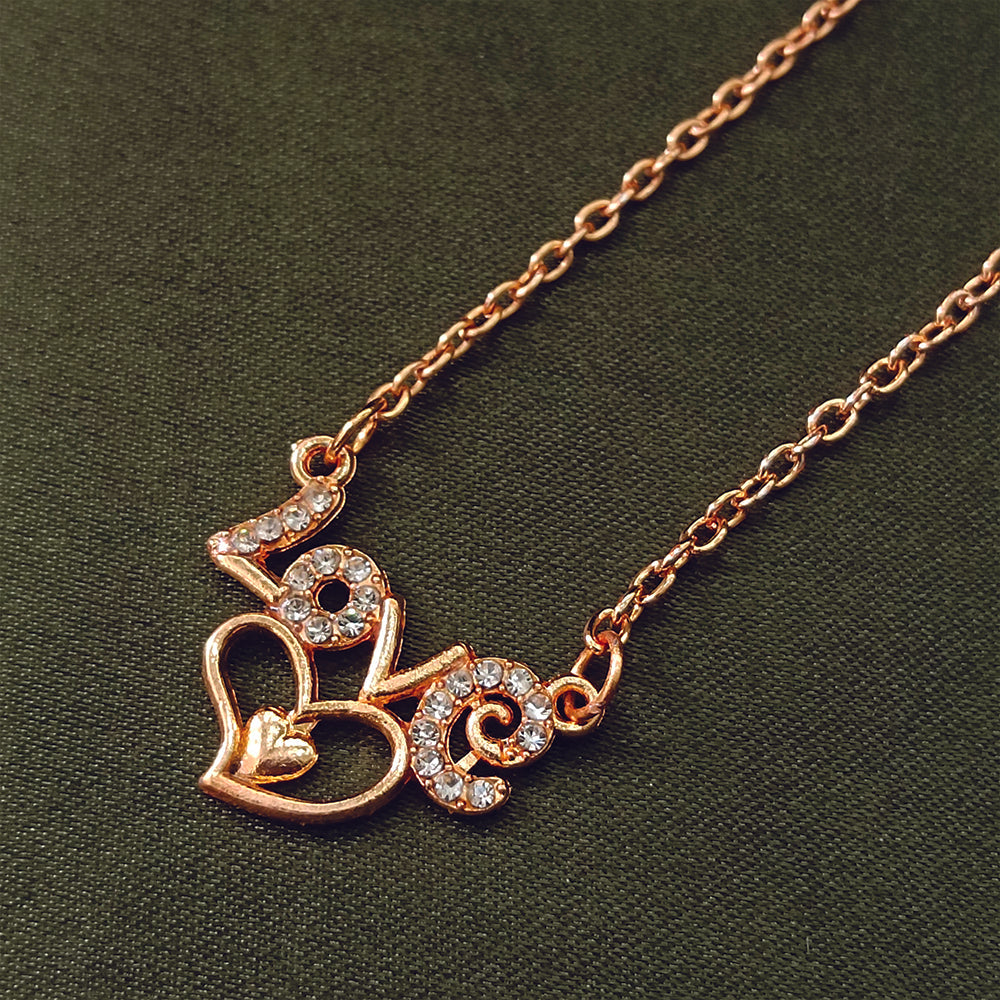 The99Jewel Rose Gold Plated Heart Love  Chain Pendant