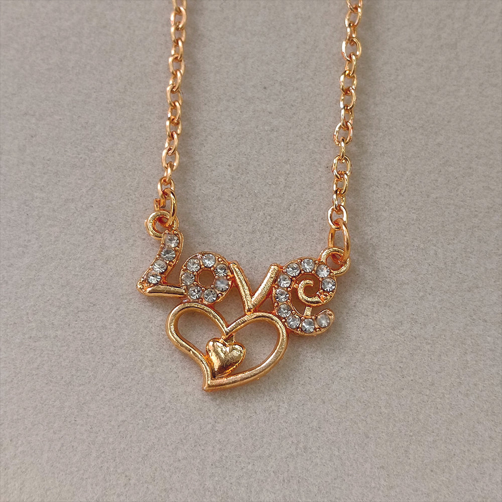The99Jewel Rose Gold Plated Heart Love  Chain Pendant