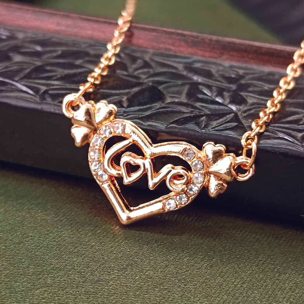 The99Jewel Rose Gold Plated Love  Heart  Shaped Chain Pendant