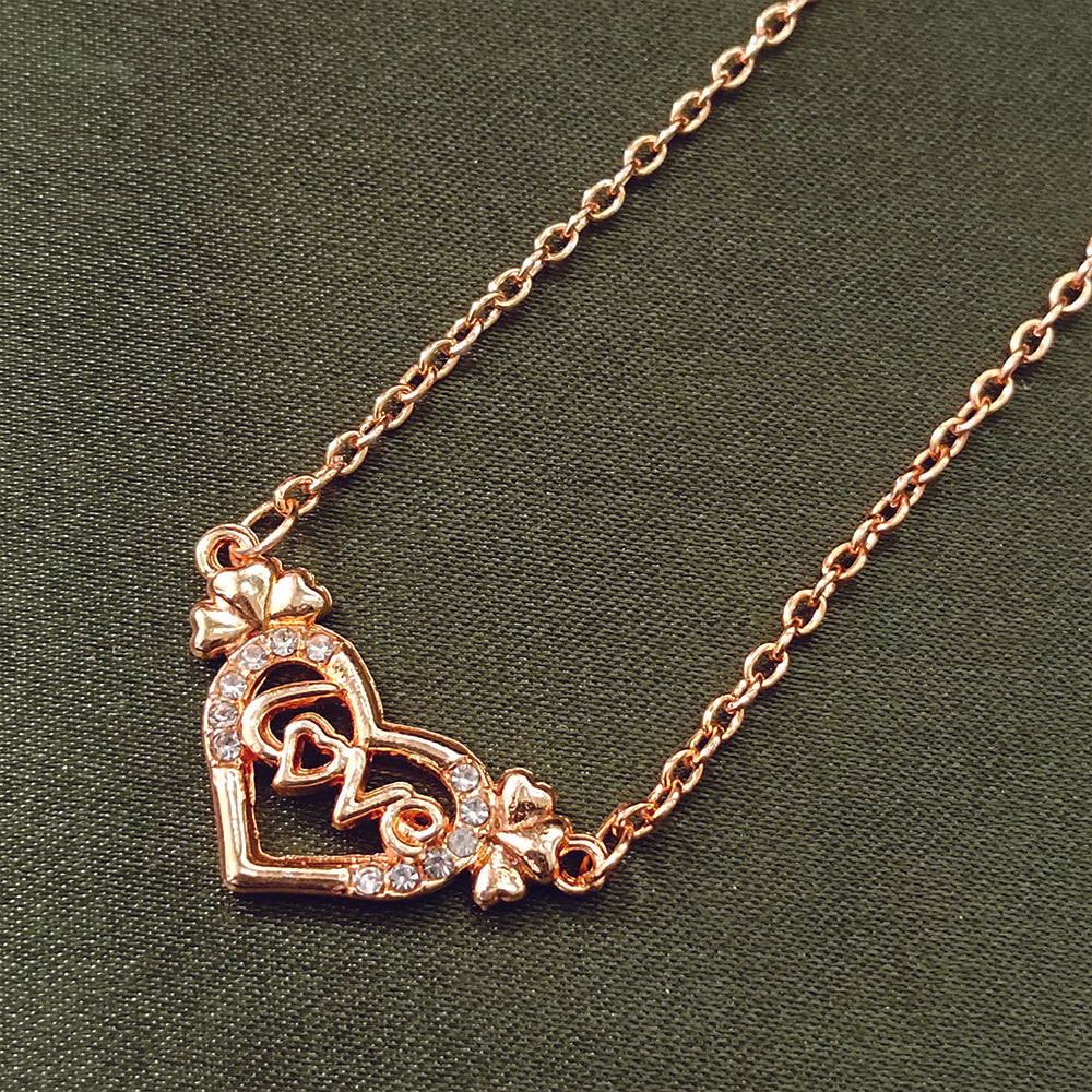 The99Jewel Rose Gold Plated Love  Heart  Shaped Chain Pendant