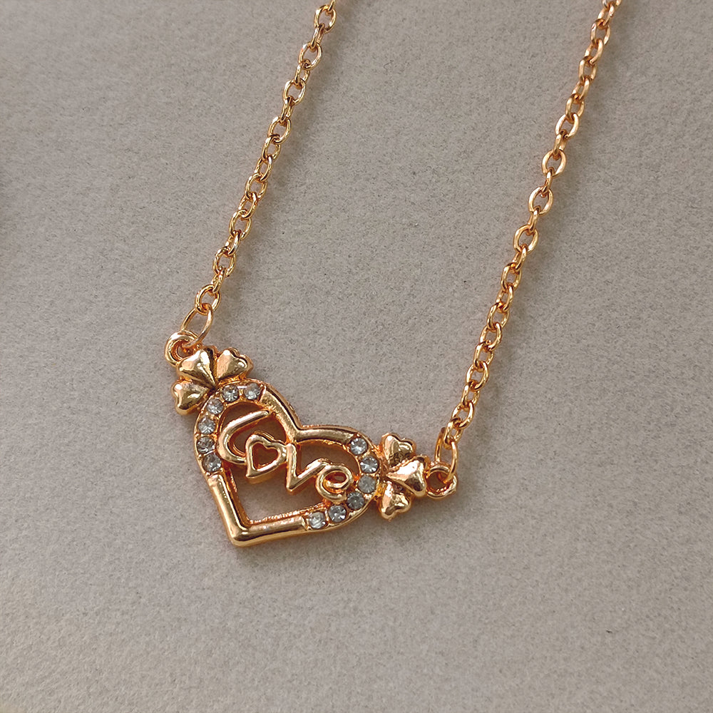 The99Jewel Rose Gold Plated Love  Heart  Shaped Chain Pendant