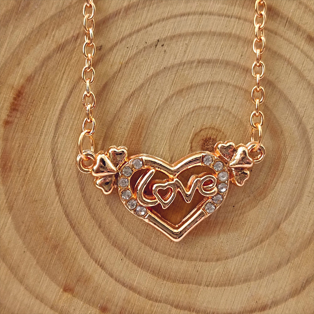 The99Jewel Rose Gold Plated Love  Heart  Shaped Chain Pendant