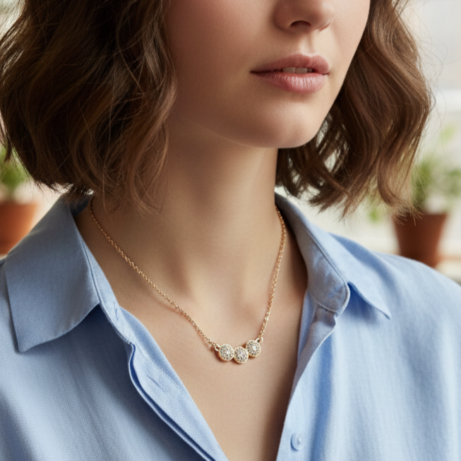 The99Jewel Rose Gold Plated Austrian Stone Chain Pendant