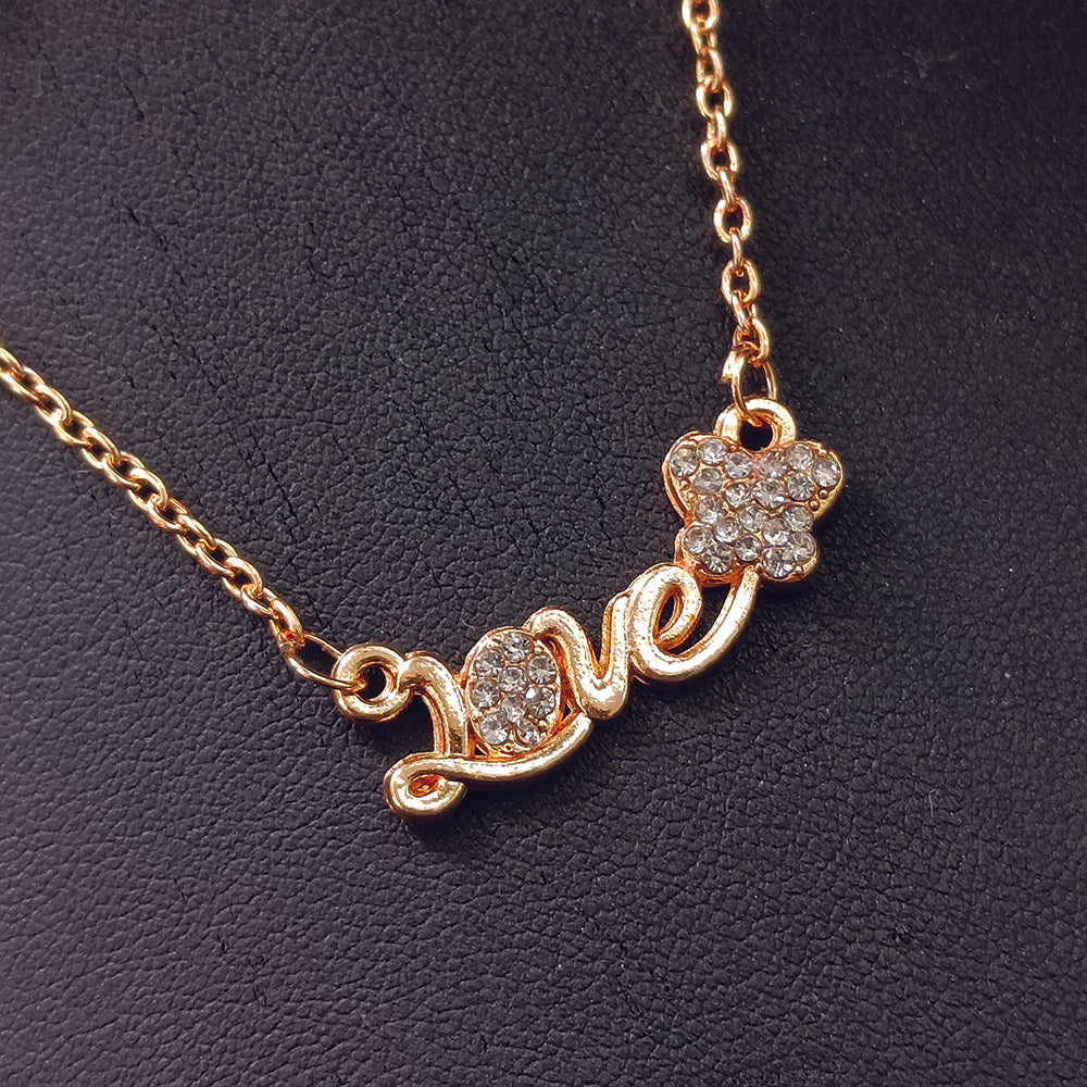 The99Jewel Rose Gold Plated Love Chain Pendant