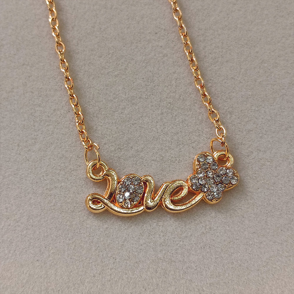 The99Jewel Rose Gold Plated Love Chain Pendant