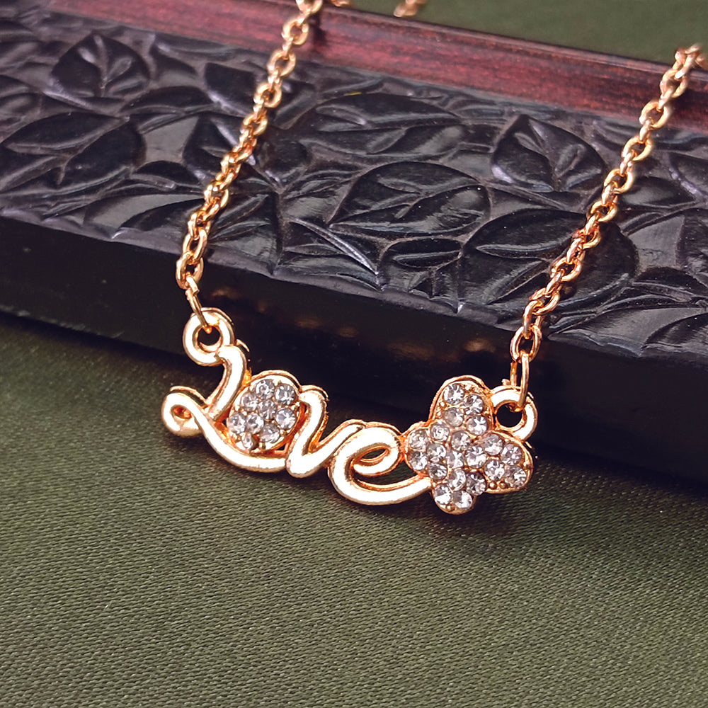 The99Jewel Rose Gold Plated Love Chain Pendant
