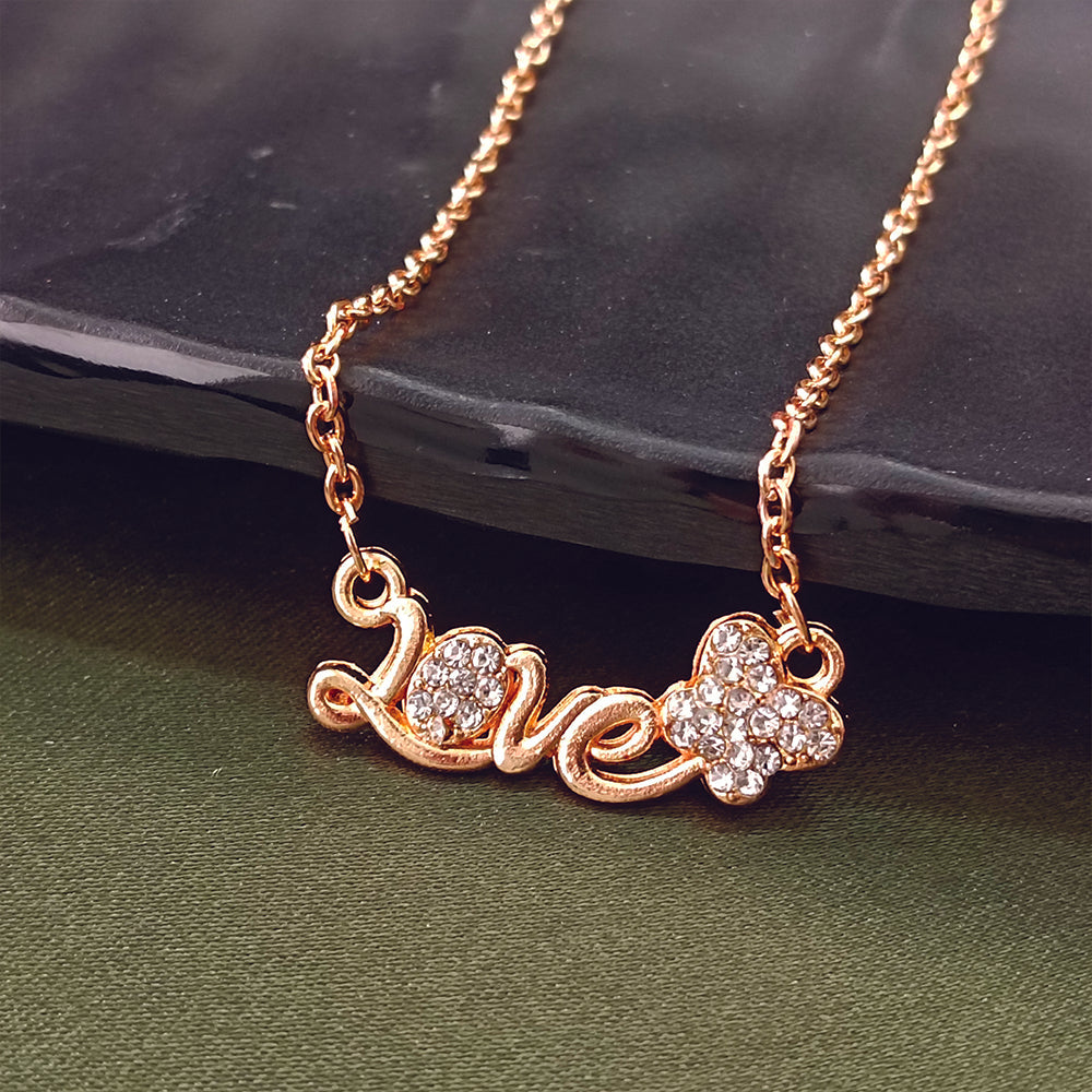 The99Jewel Rose Gold Plated Love Chain Pendant