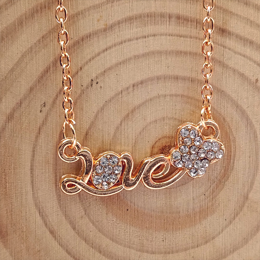 The99Jewel Rose Gold Plated Love Chain Pendant