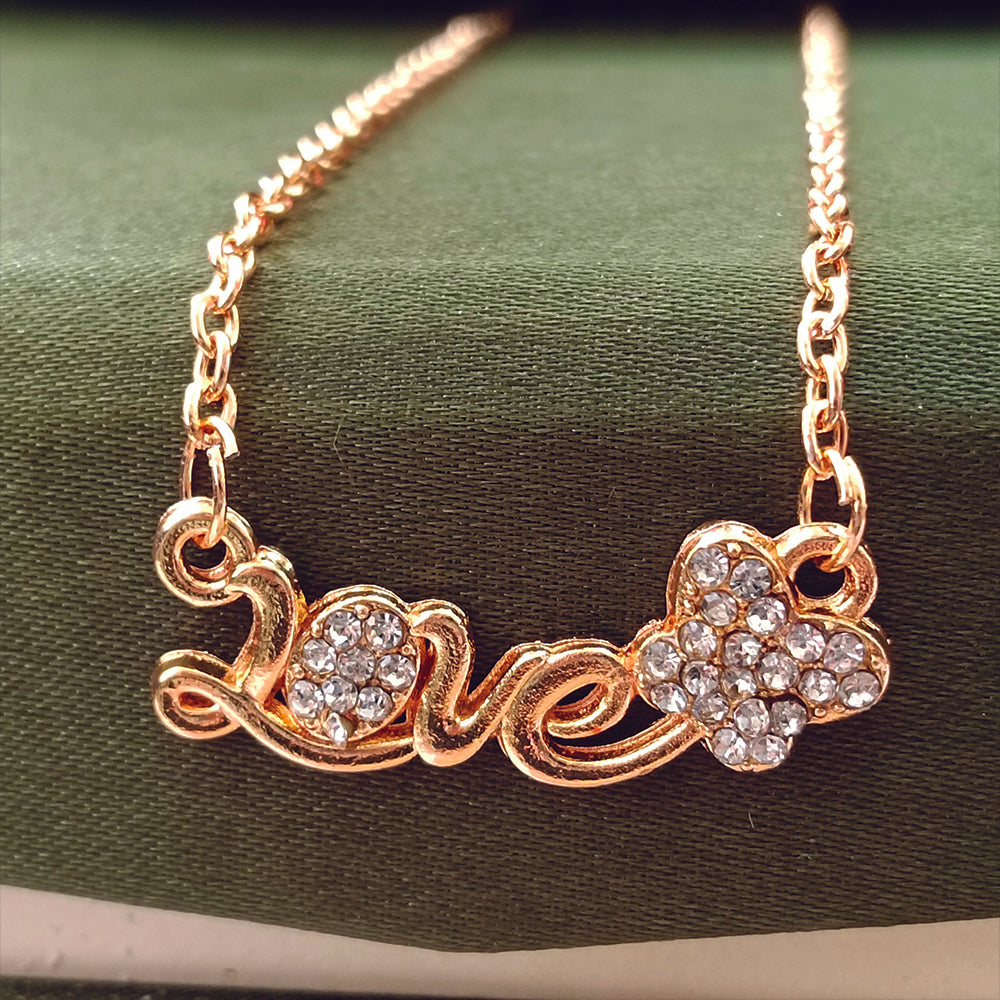 The99Jewel Rose Gold Plated Love Chain Pendant
