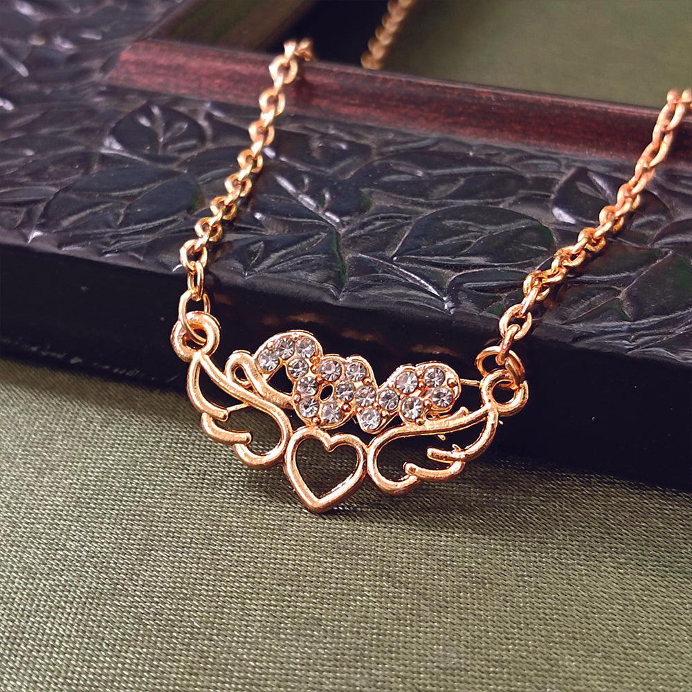 The99Jewel Rose Gold Plated Love  Auatrian Stone Chain Pendant