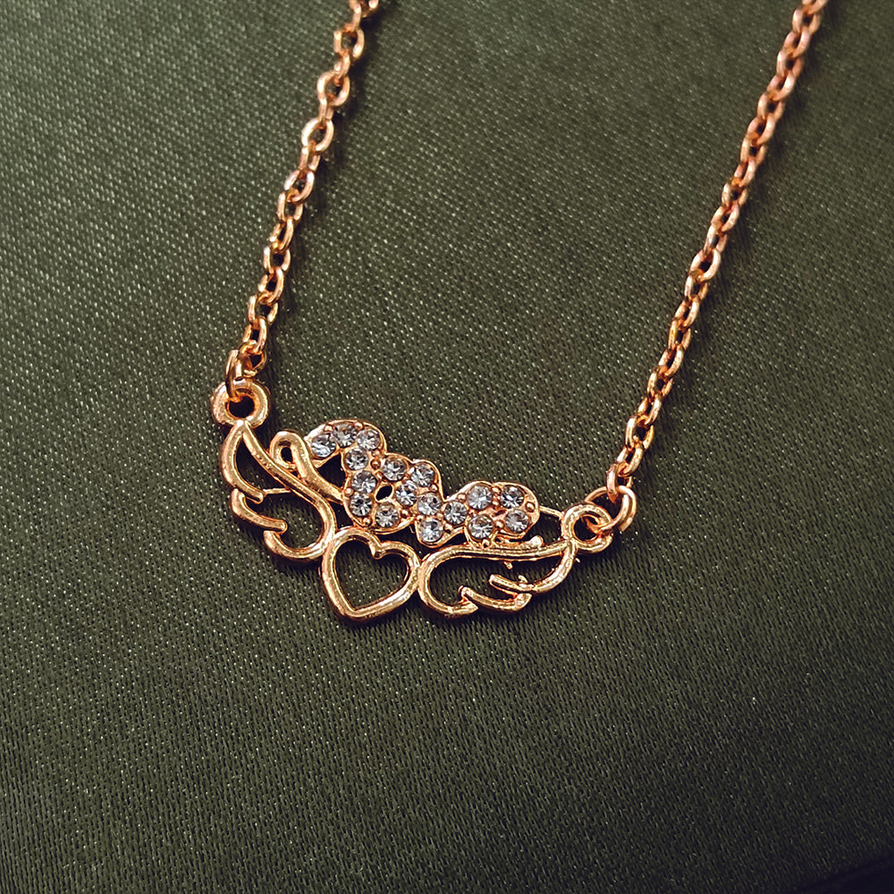 The99Jewel Rose Gold Plated Love  Auatrian Stone Chain Pendant