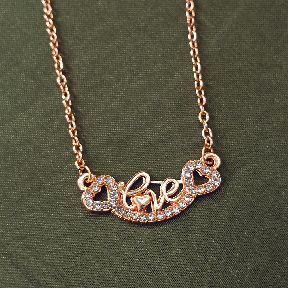 The99Jewel Rose Gold Plated Love  Auatrian Stone Chain Pendant -1204506