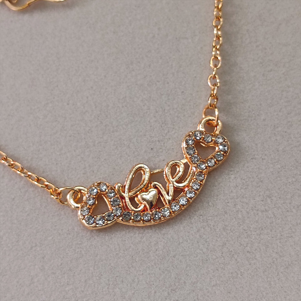 The99Jewel Rose Gold Plated Love  Auatrian Stone Chain Pendant -1204506