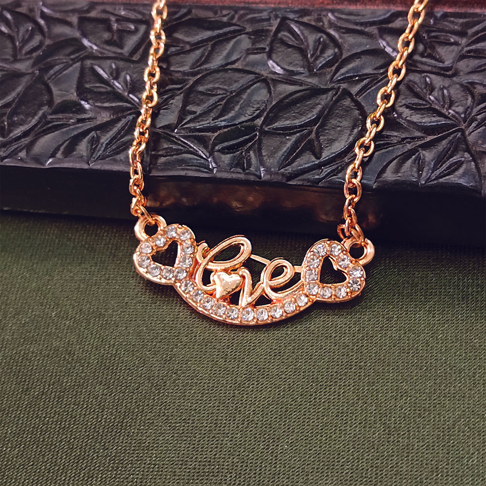 The99Jewel Rose Gold Plated Love  Auatrian Stone Chain Pendant -1204506