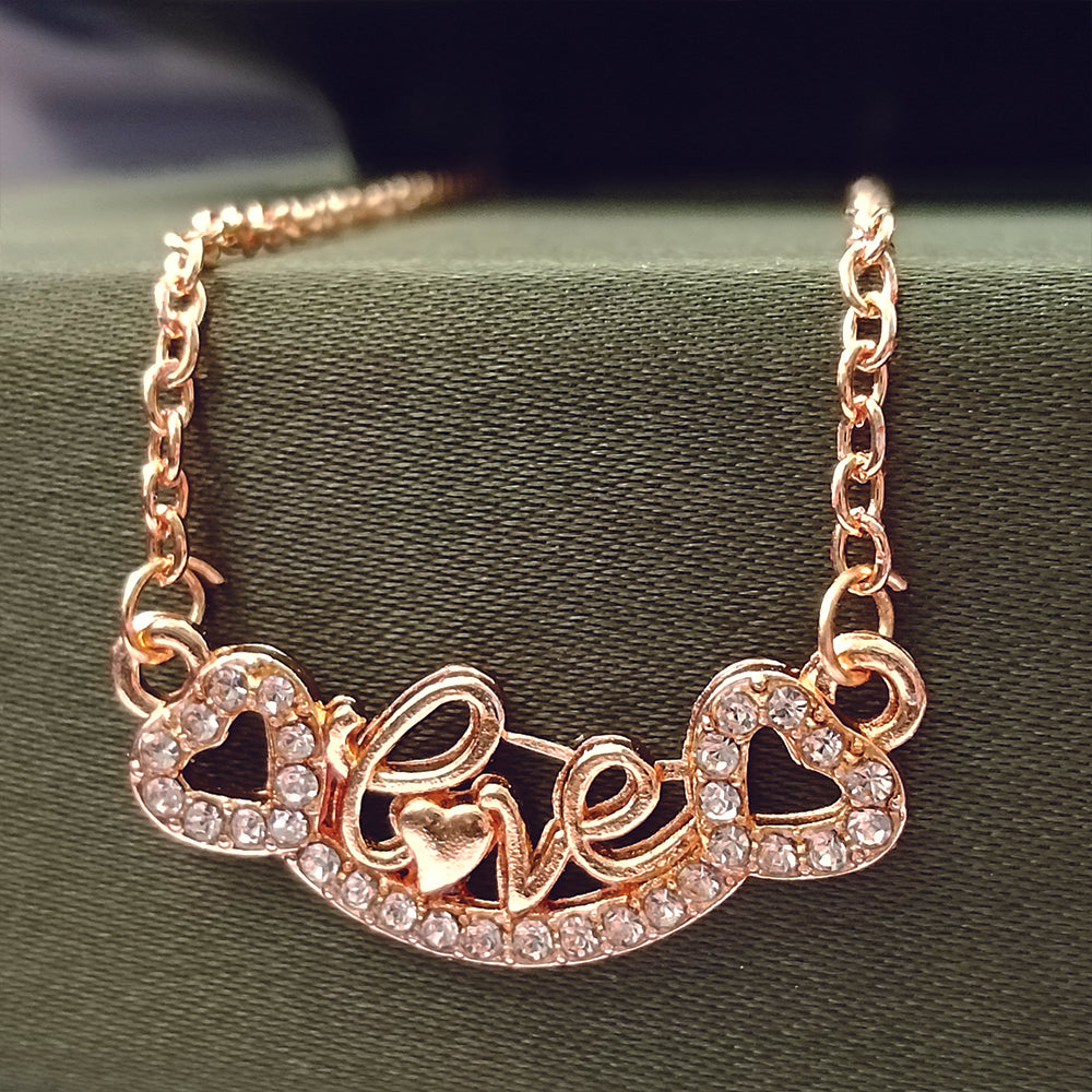 The99Jewel Rose Gold Plated Love  Auatrian Stone Chain Pendant -1204506