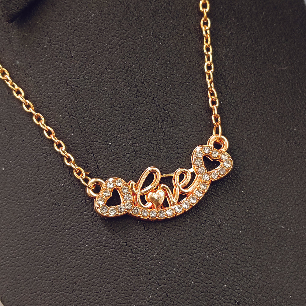 The99Jewel Rose Gold Plated Love  Auatrian Stone Chain Pendant -1204506