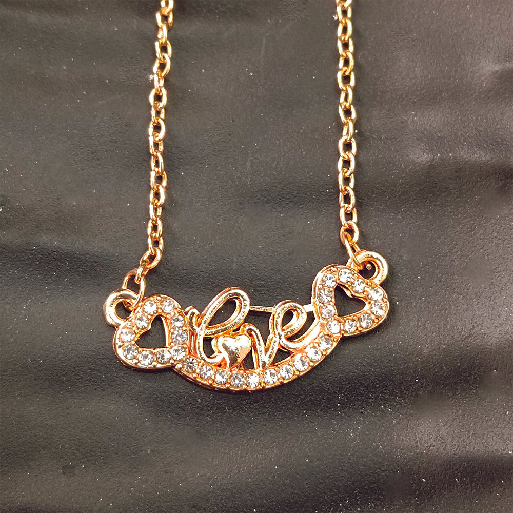 The99Jewel Rose Gold Plated Love  Auatrian Stone Chain Pendant -1204506