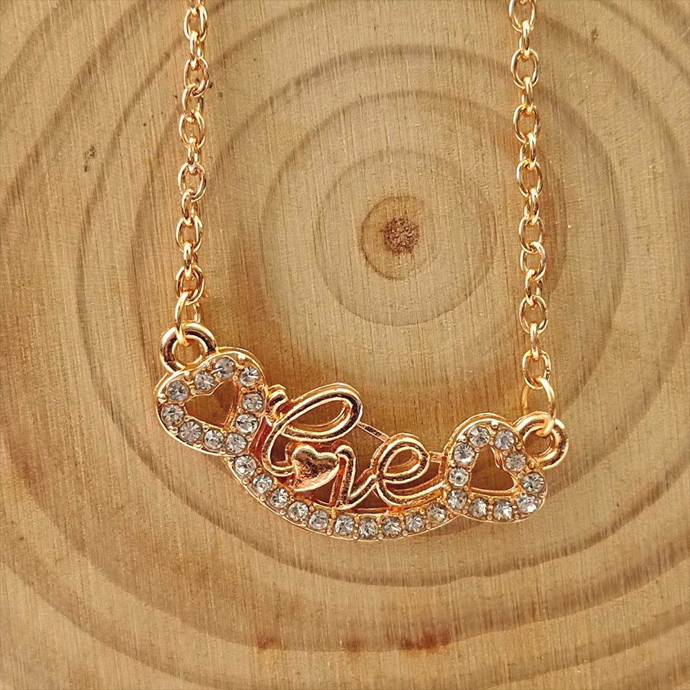 The99Jewel Rose Gold Plated Love  Auatrian Stone Chain Pendant -1204506