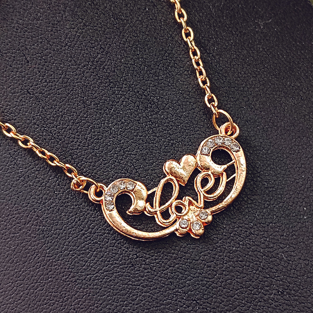 The99Jewel Rose Gold Plated Love  Auatrian Stone Chain Pendant -1204507