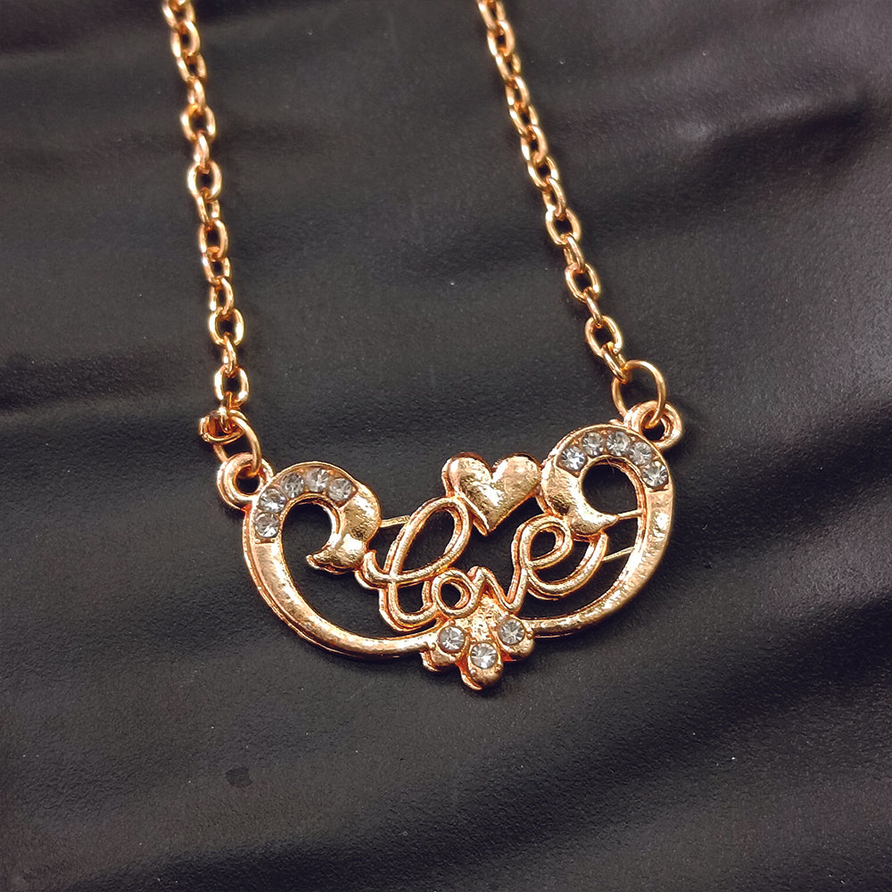 The99Jewel Rose Gold Plated Love  Auatrian Stone Chain Pendant -1204507
