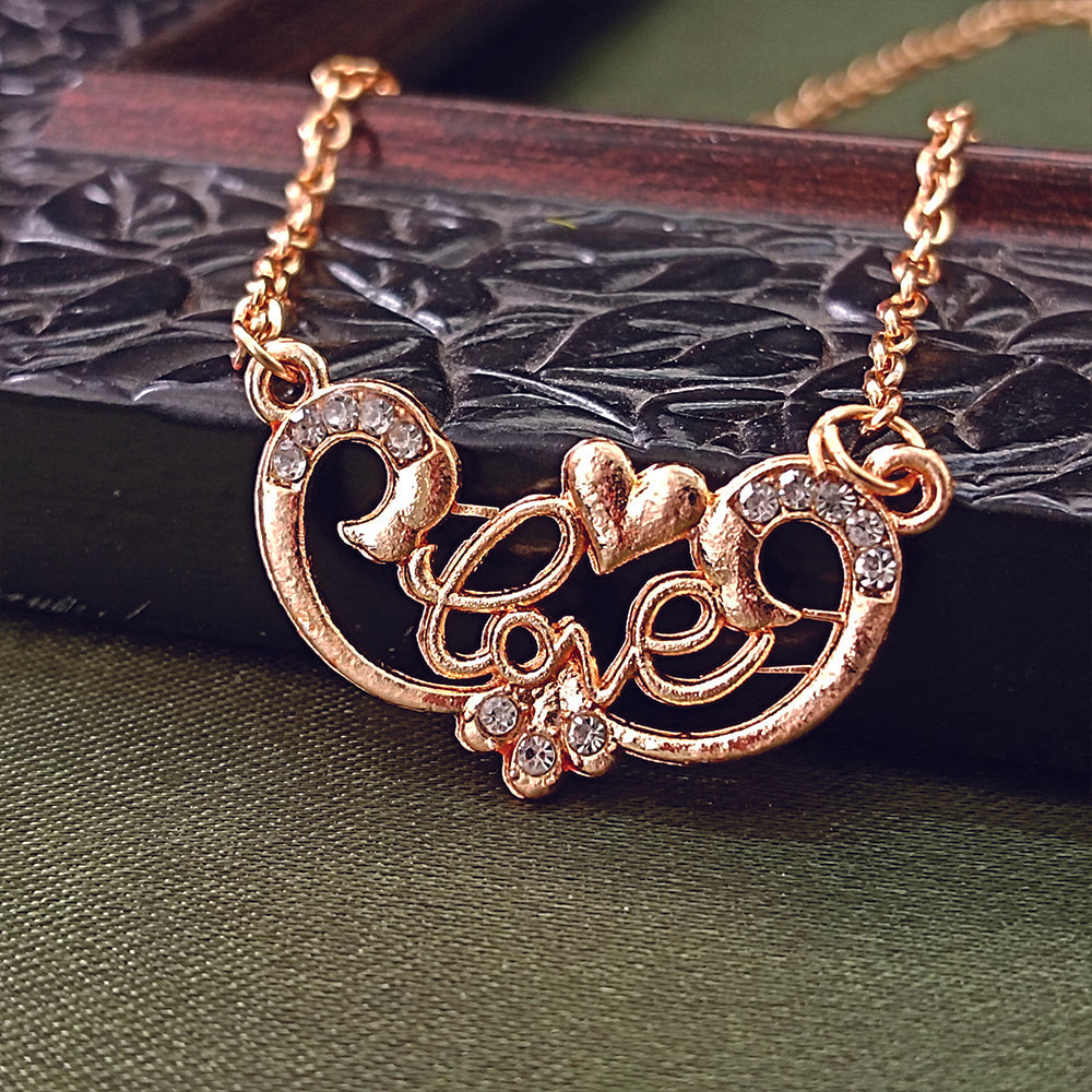 The99Jewel Rose Gold Plated Love  Auatrian Stone Chain Pendant -1204507
