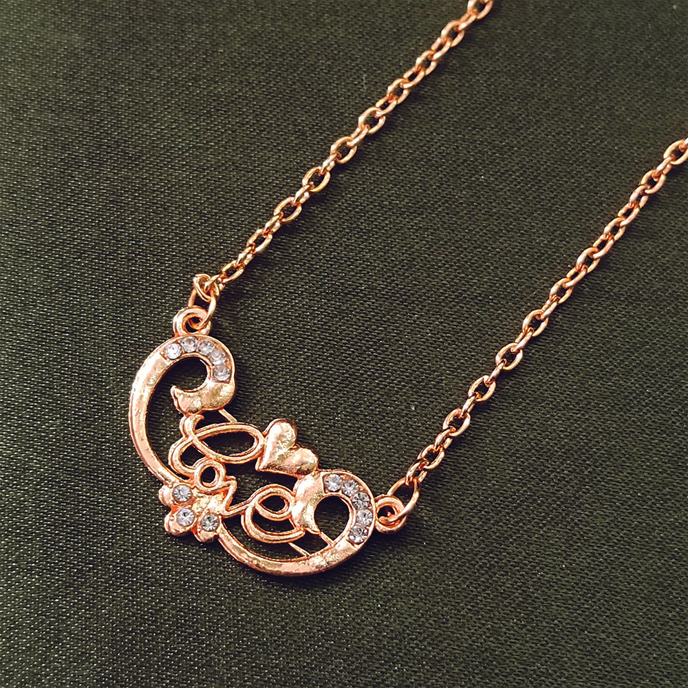 The99Jewel Rose Gold Plated Love  Auatrian Stone Chain Pendant -1204507