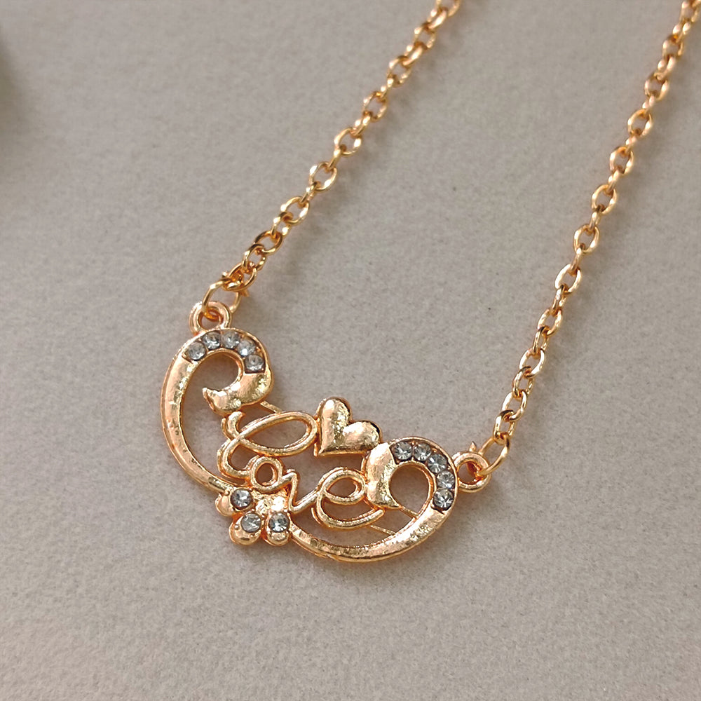 The99Jewel Rose Gold Plated Love  Auatrian Stone Chain Pendant -1204507