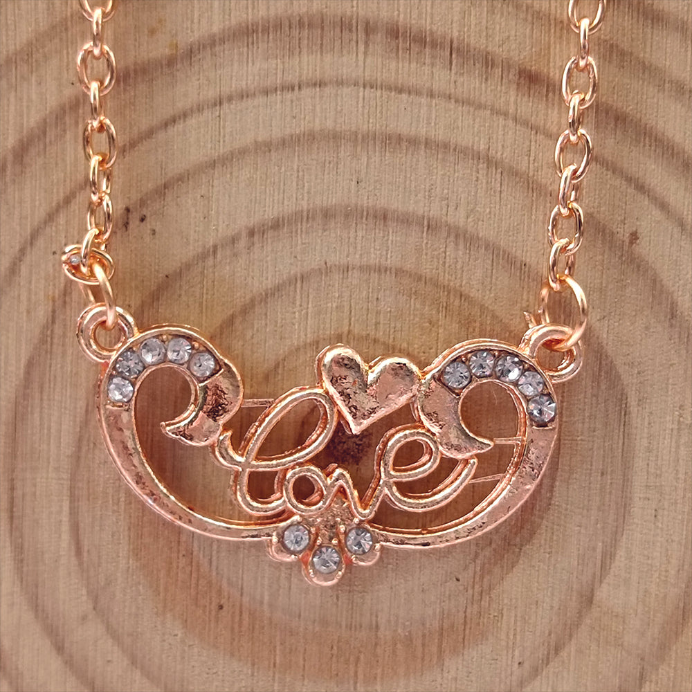 The99Jewel Rose Gold Plated Love  Auatrian Stone Chain Pendant -1204507