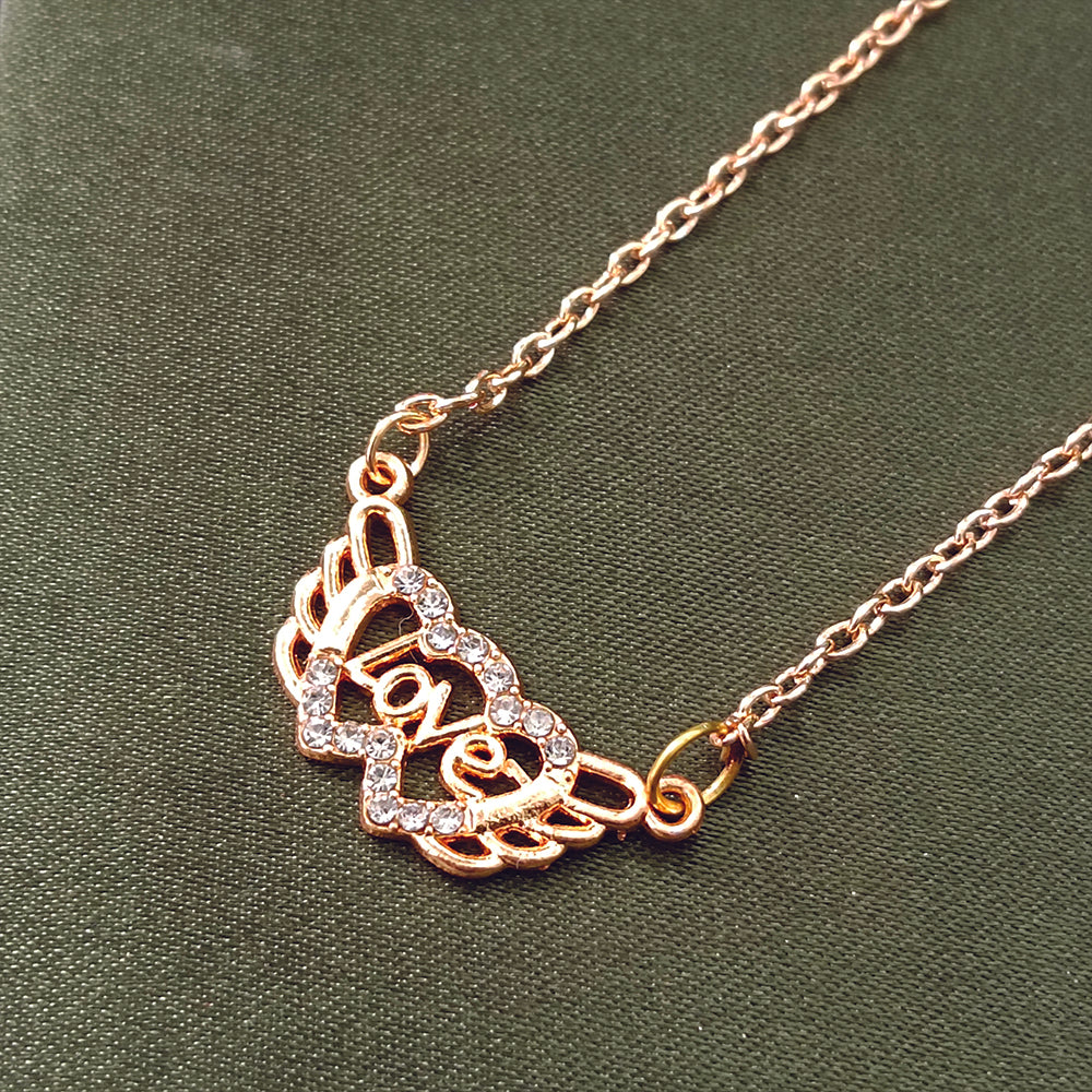 The99Jewel Rose Gold Plated Love  Auatrian Stone Chain Pendant -1204508