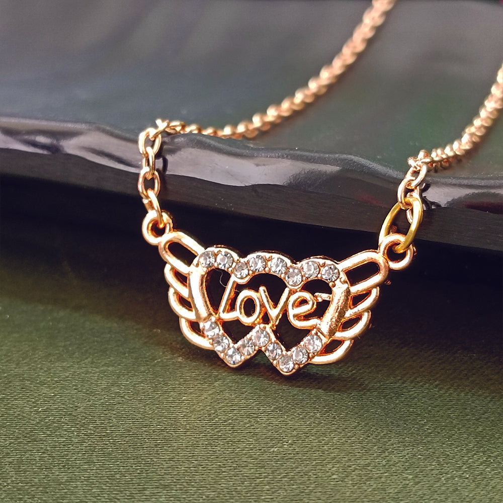 The99Jewel Rose Gold Plated Love  Auatrian Stone Chain Pendant -1204508