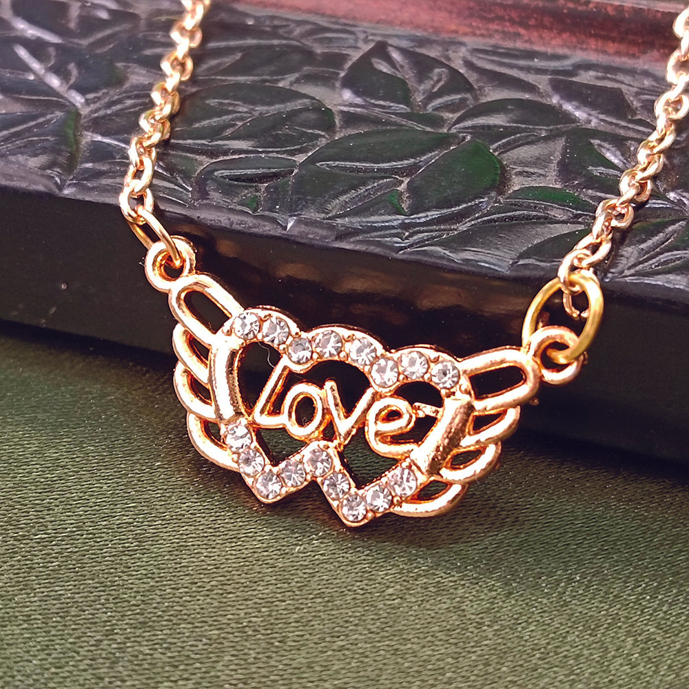 The99Jewel Rose Gold Plated Love  Auatrian Stone Chain Pendant -1204508