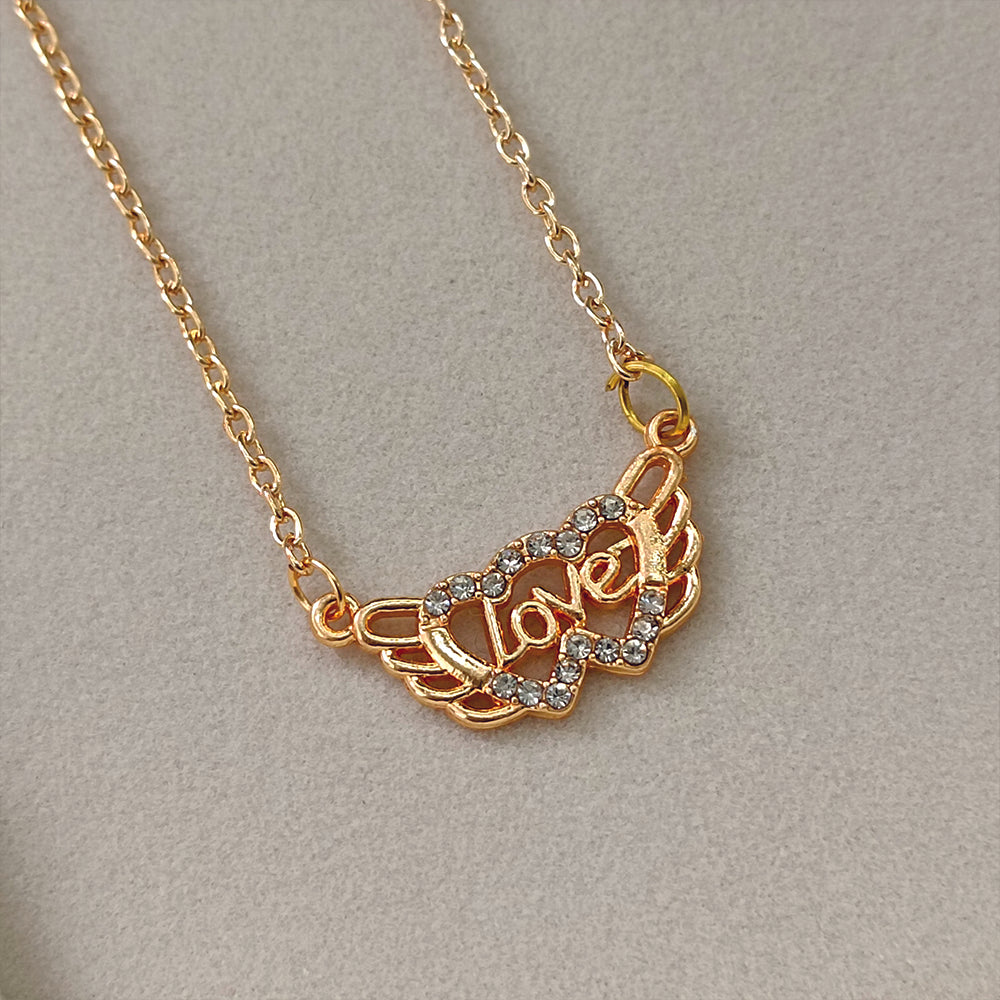 The99Jewel Rose Gold Plated Love  Auatrian Stone Chain Pendant -1204508