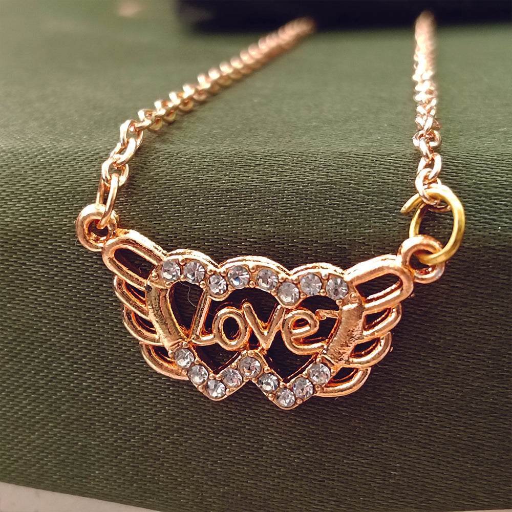 The99Jewel Rose Gold Plated Love  Auatrian Stone Chain Pendant -1204508