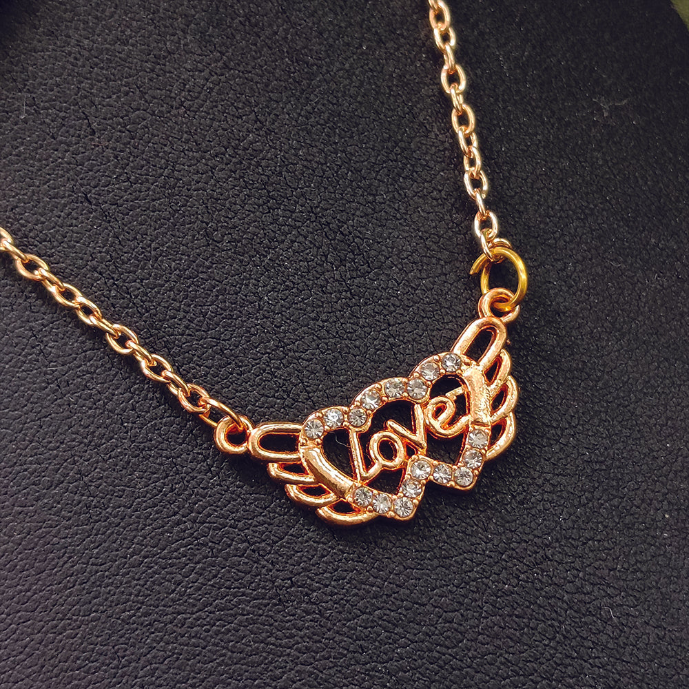 The99Jewel Rose Gold Plated Love  Auatrian Stone Chain Pendant -1204508