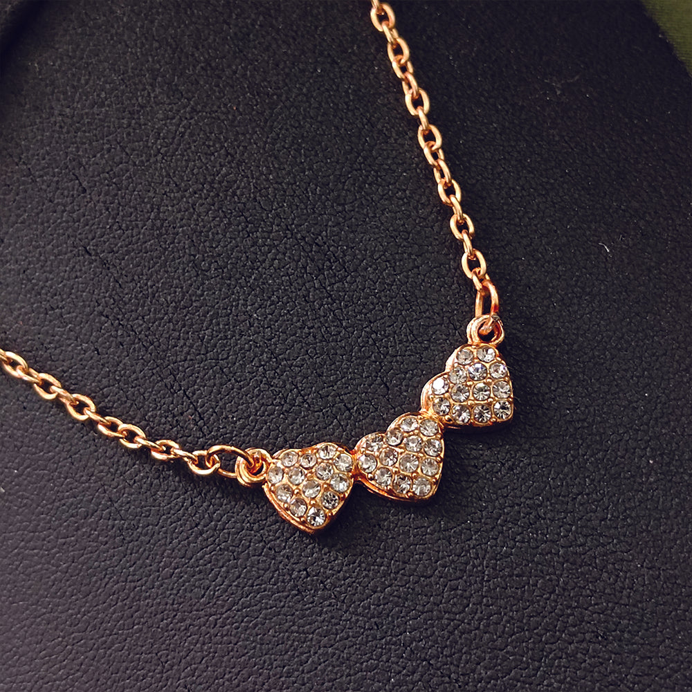 The99Jewel Rose Gold Plated Heart Shape  Auatrian Stone Chain Pendant -1204509