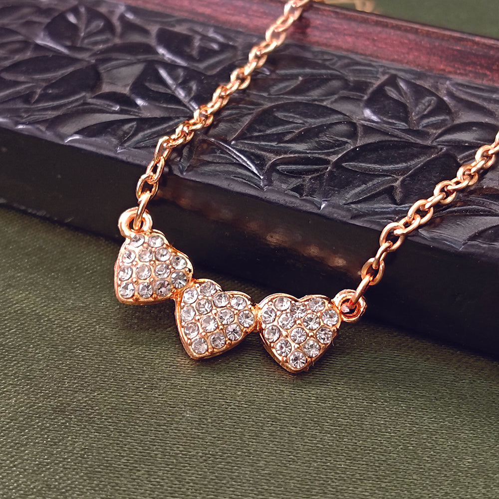 The99Jewel Rose Gold Plated Heart Shape  Auatrian Stone Chain Pendant -1204509