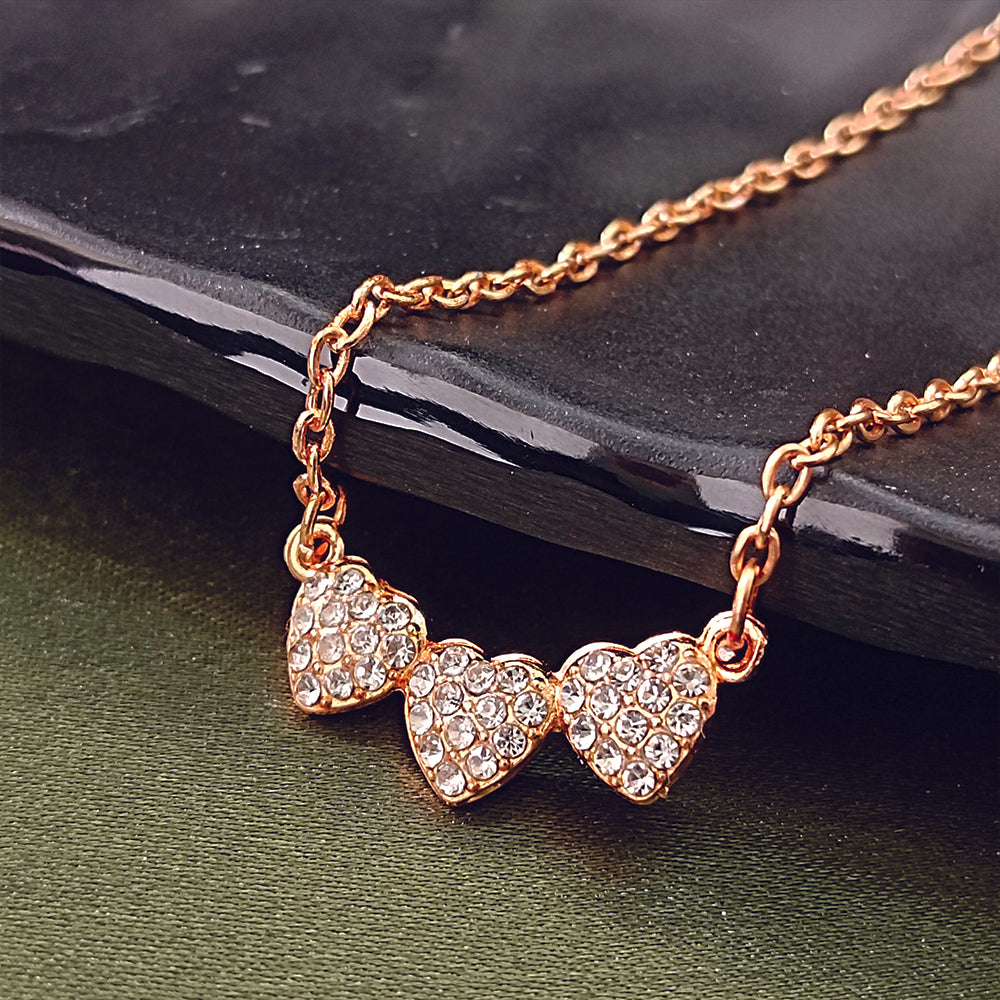 The99Jewel Rose Gold Plated Heart Shape  Auatrian Stone Chain Pendant -1204509