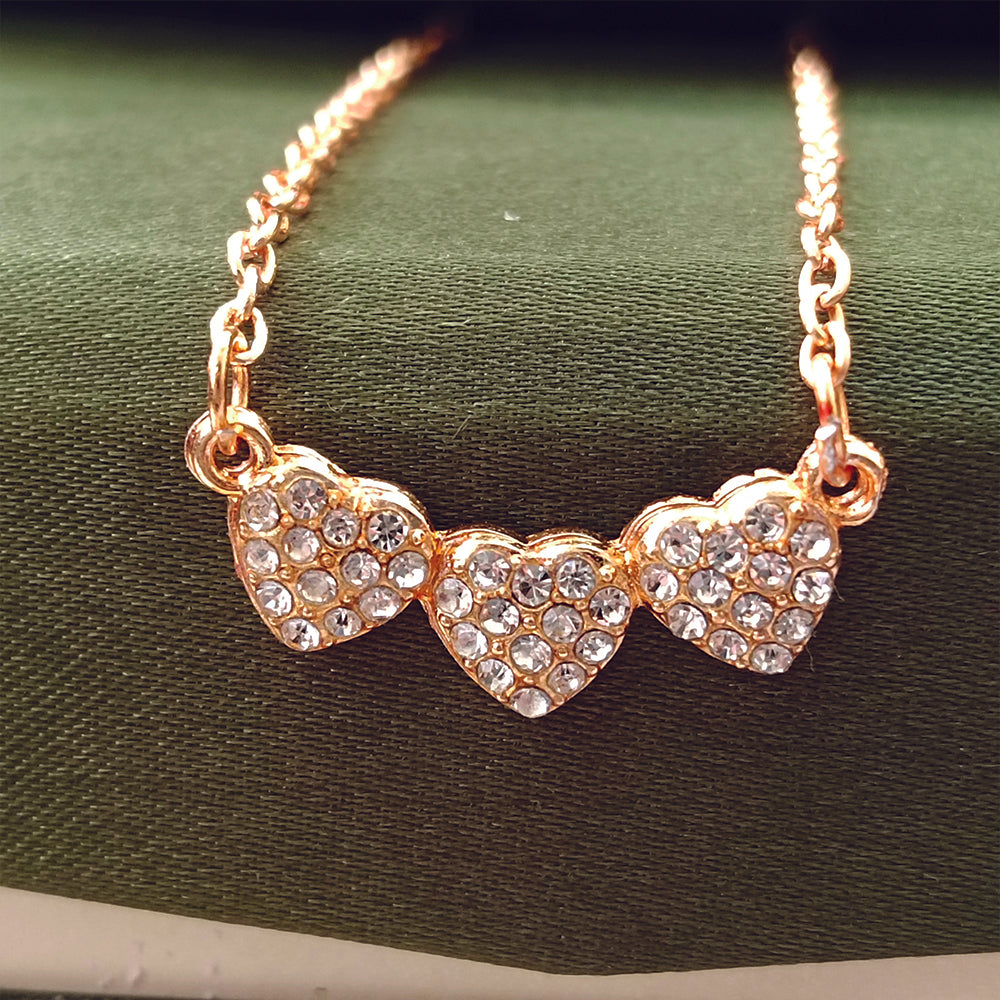 The99Jewel Rose Gold Plated Heart Shape  Auatrian Stone Chain Pendant -1204509