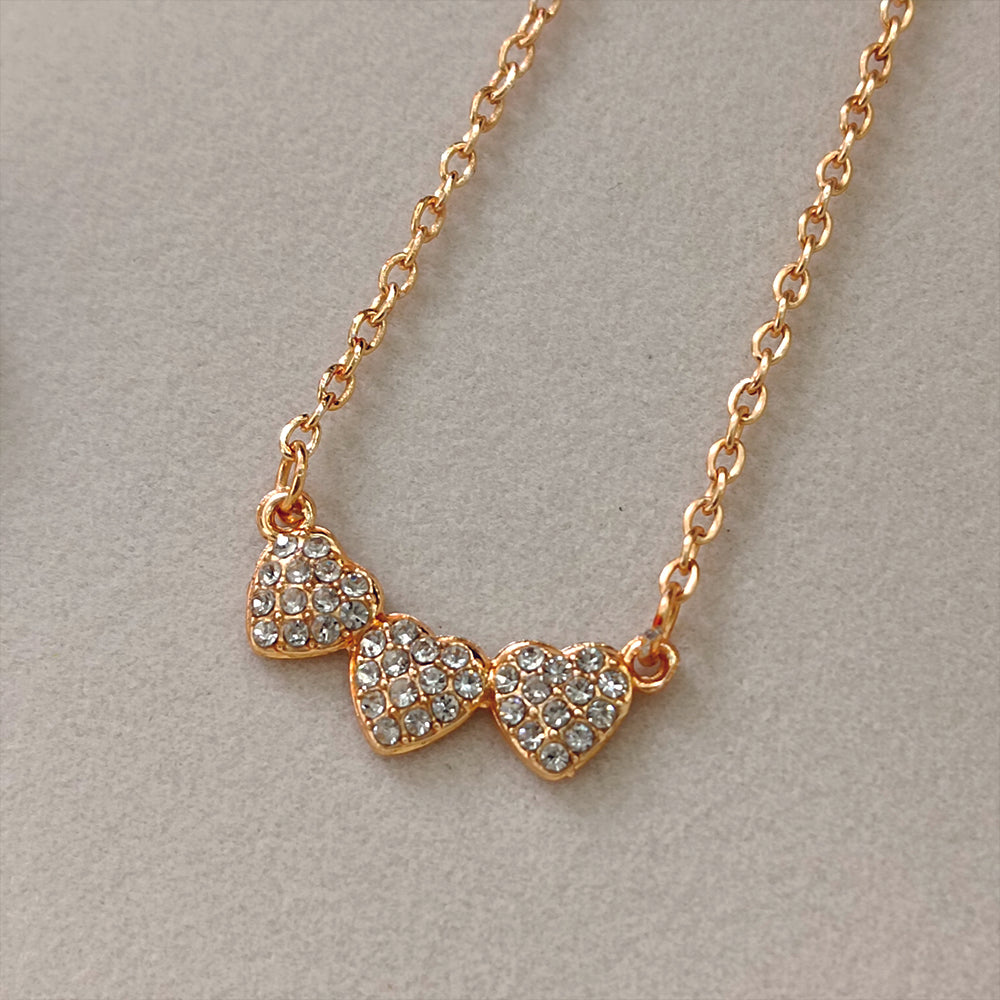 The99Jewel Rose Gold Plated Heart Shape  Auatrian Stone Chain Pendant -1204509
