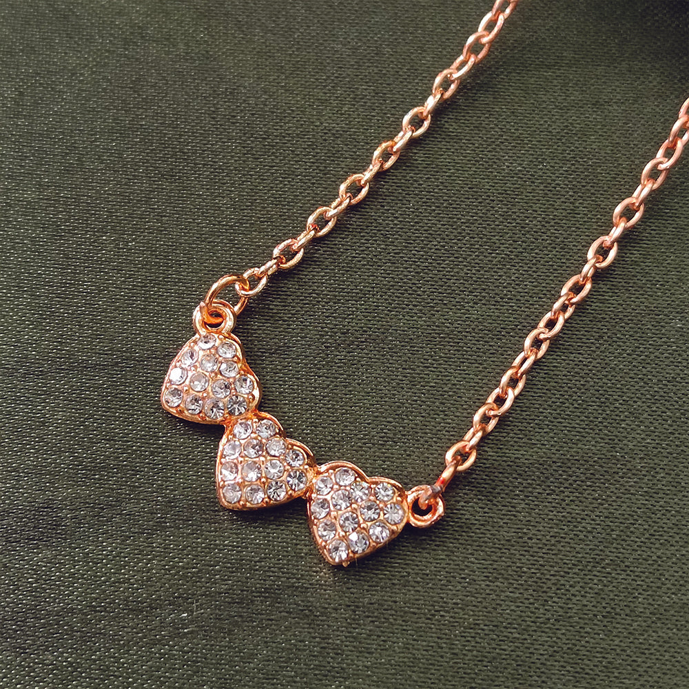 The99Jewel Rose Gold Plated Heart Shape  Auatrian Stone Chain Pendant -1204509