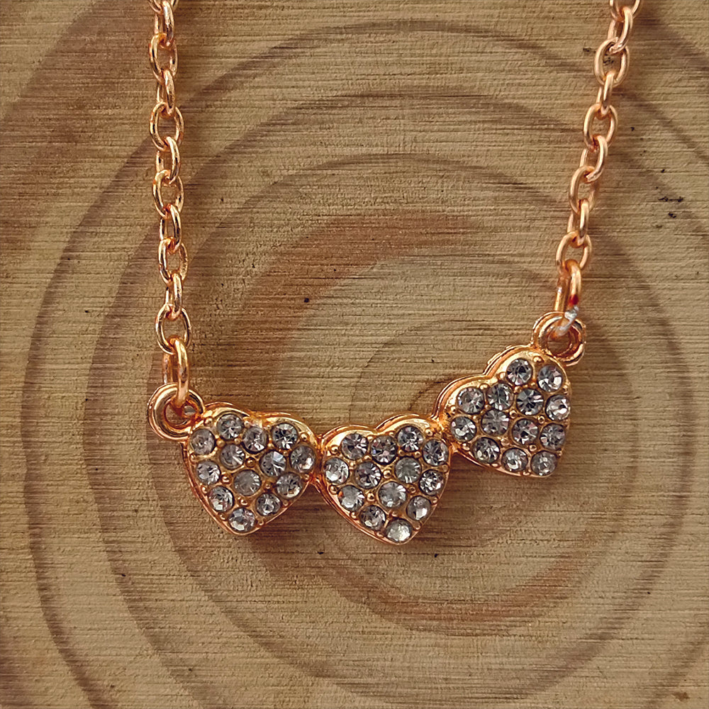 The99Jewel Rose Gold Plated Heart Shape  Auatrian Stone Chain Pendant -1204509