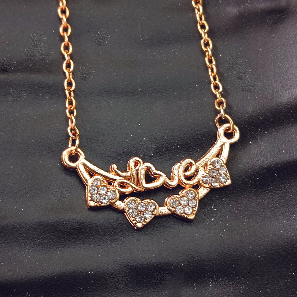 The99Jewel Rose Gold Plated Heart Shape  Auatrian Stone Chain Pendant -1204510