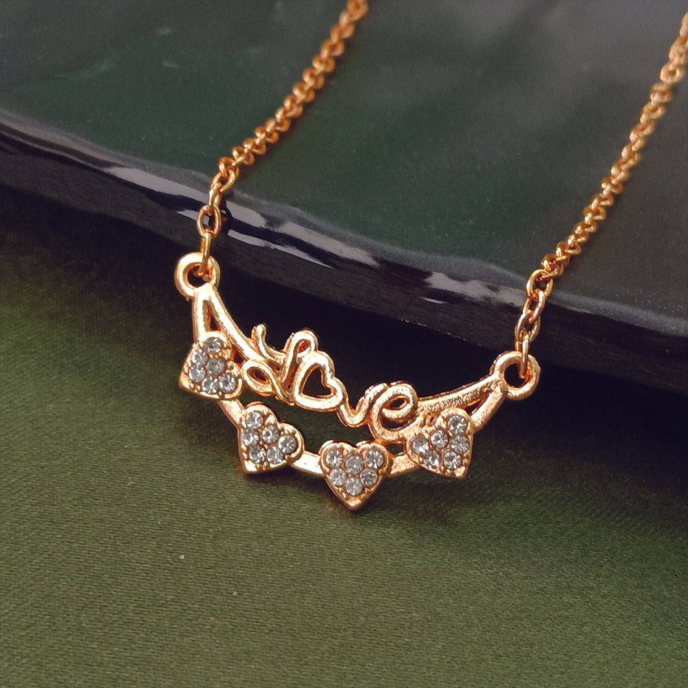 The99Jewel Rose Gold Plated Heart Shape  Auatrian Stone Chain Pendant -1204510